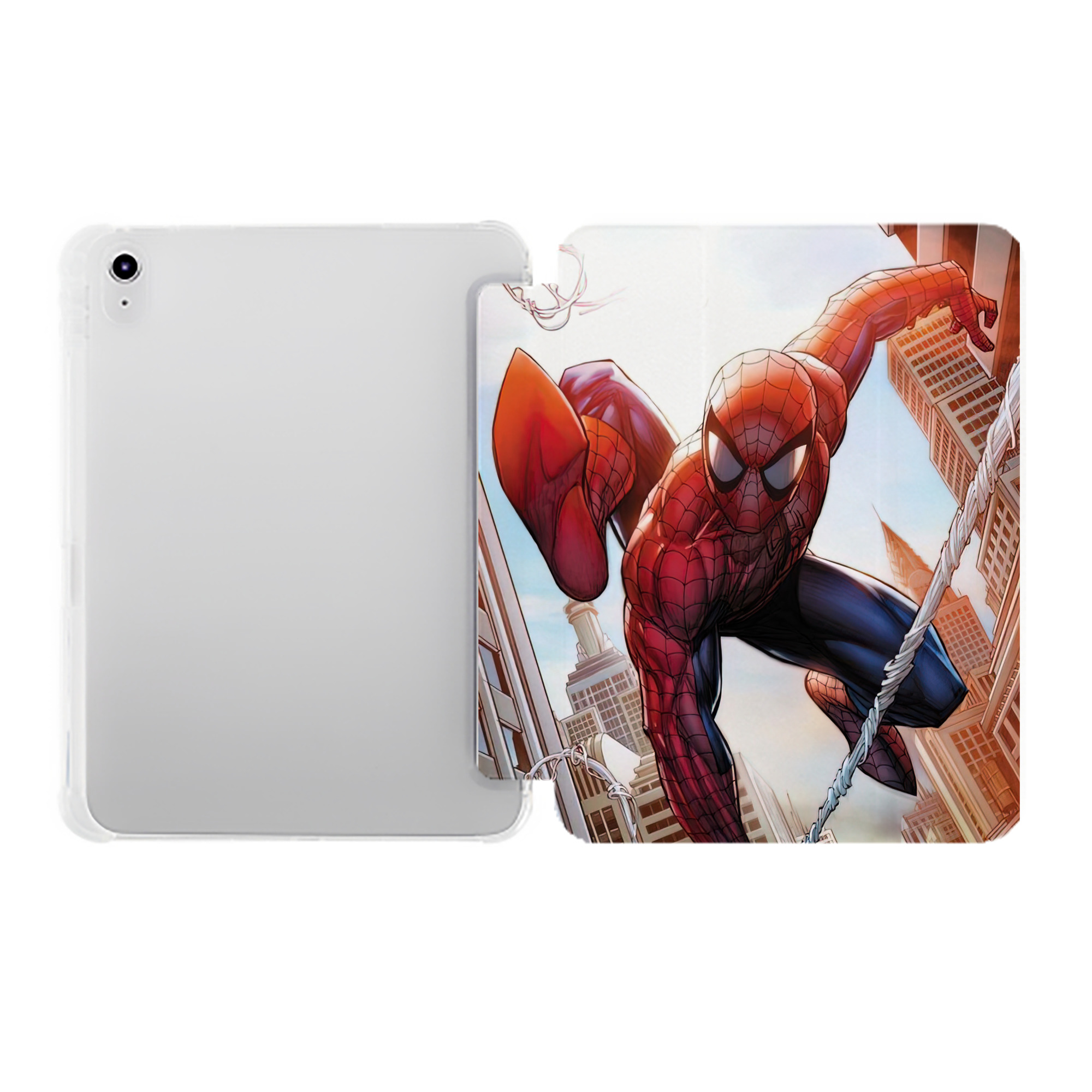 （画像用） Spider Man スパイダーマン IPad ケース ペン収納付き 三つ折りスタンド PUレザー×シリコン 対応機種9.5/10.5/10.9インチ